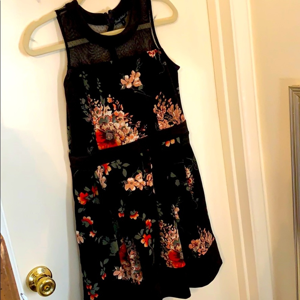 ModCloth Floral Dress with Lace Detail & Pockets